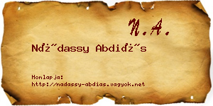 Nádassy Abdiás névjegykártya